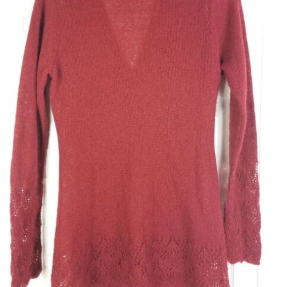 Rosie Neira Ruched Pointelle Cardigan/sweater sz S - Picture 4 of 10